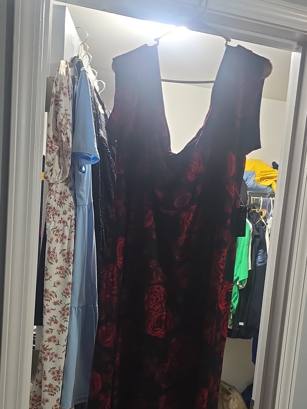 torrid Black Ponte Gown with Red Rose Print - Picture 2 of 7